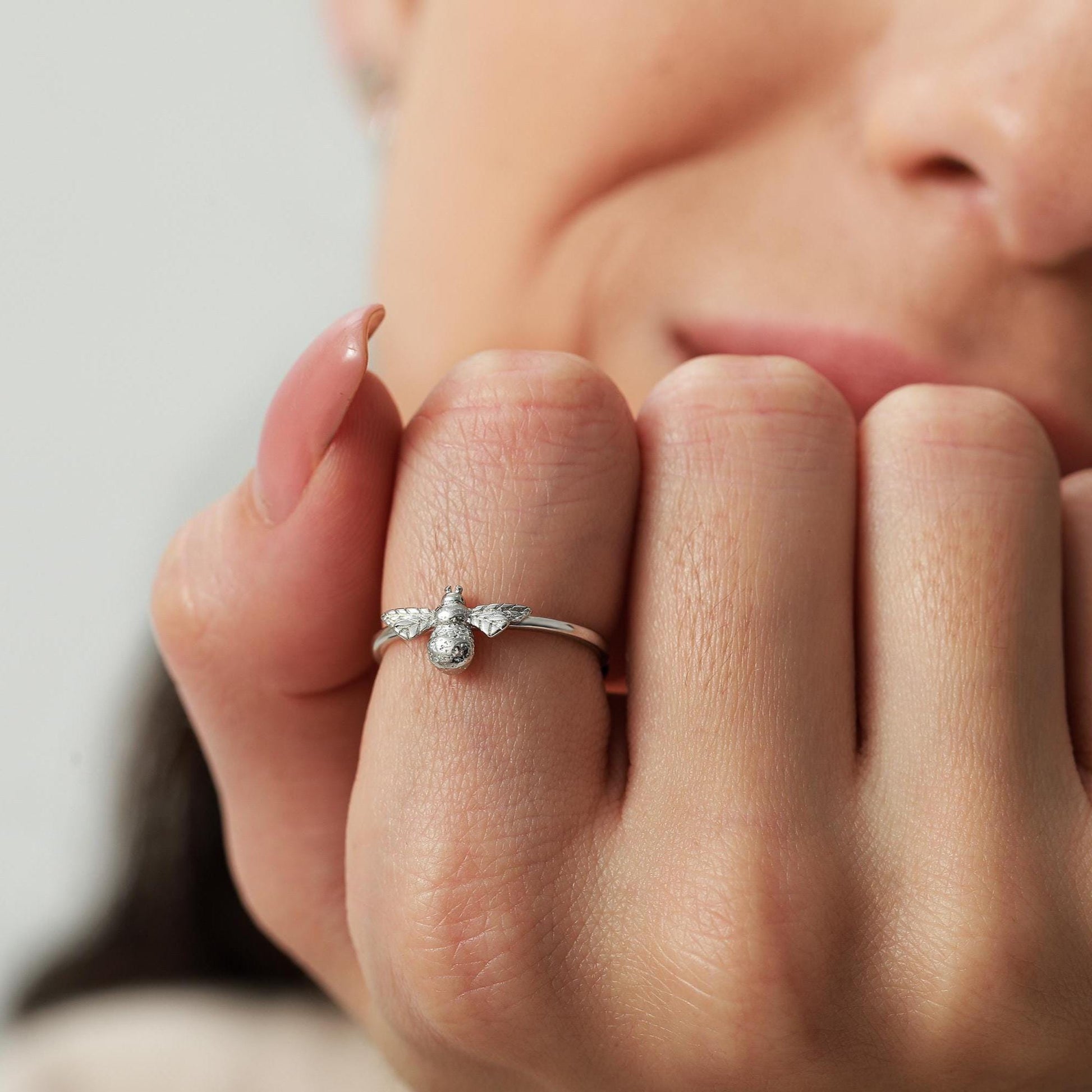 Bumble Bee Ring in Sterling Silver, Adjustable Size, Silver or Gold, Bee Ring, Honey Bee Ring, Nature Jewellery, Animal Ring, Bee Jewellery