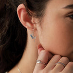 Sterling Silver Bluebell Flower Drop Dangle Earrings with Enamel, Tiny Dainty Dangle Bluebell Flower Earrings, Spring Flowers