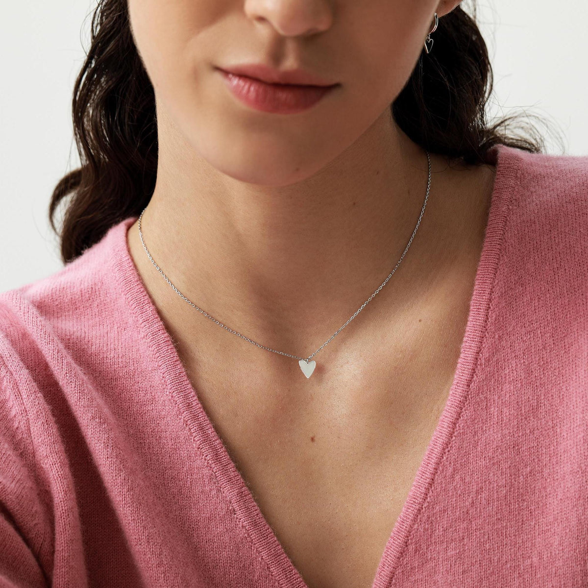 Extra Tiny Heart Pendant Necklace in Sterling Silver, Silver or Gold or Rose Gold, Heart Necklace, Delicate Heart Necklace