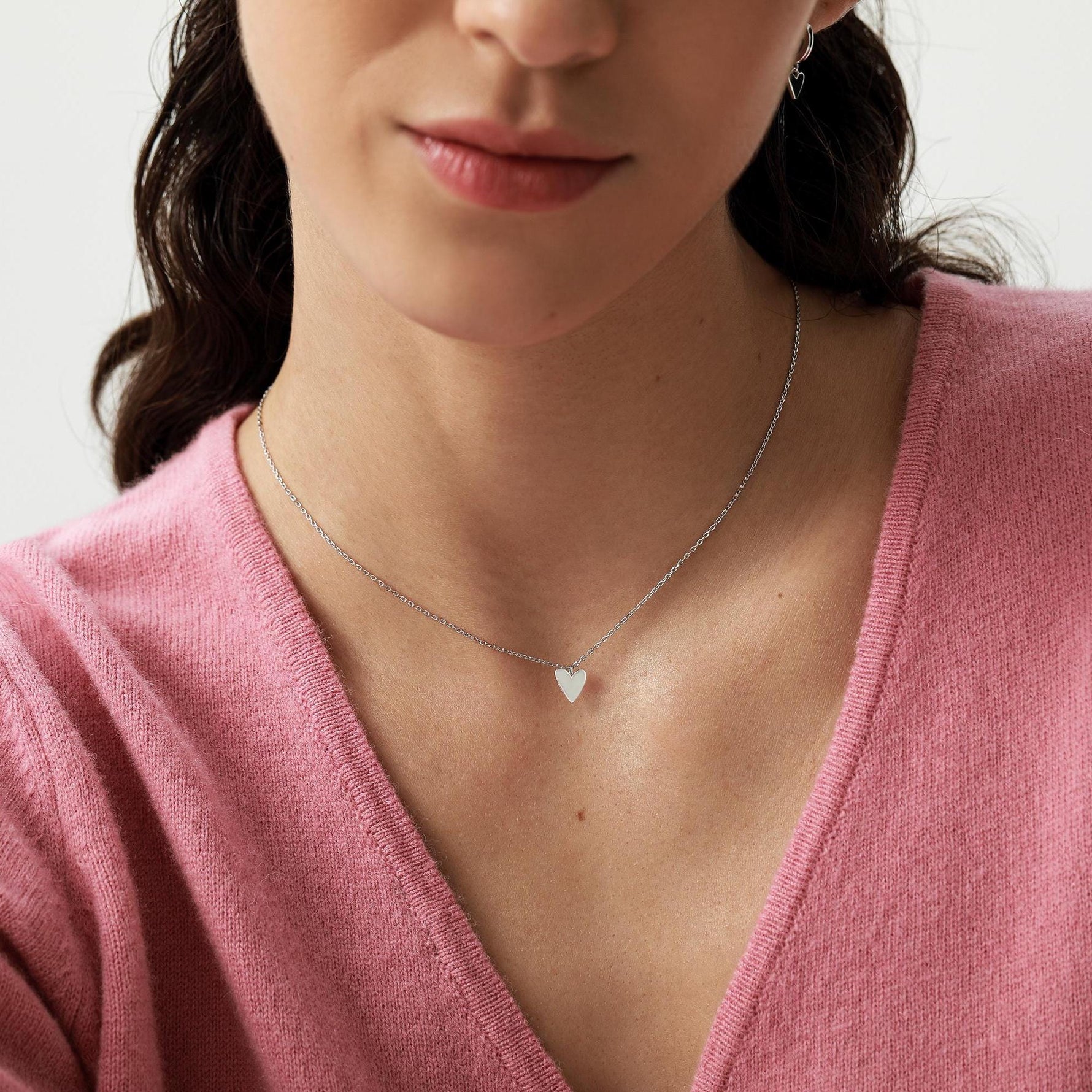 Extra Tiny Heart Pendant Necklace in Sterling Silver, Silver or Gold or Rose Gold, Heart Necklace, Delicate Heart Necklace