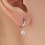Extra Tiny CZ Flower Huggie Hoop Earrings in Sterling Silver, Silver or Gold or Rose Gold, CZ Flower Earrings, Small CZ Flower Huggies