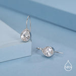 Sterling Silver CZ Droplet Drop Earrings in Sterling Silver, Silver or Gold, Chunky Pear Shape Hook Earrings