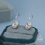 Sterling Silver CZ Droplet Drop Earrings in Sterling Silver, Silver or Gold, Chunky Pear Shape Hook Earrings
