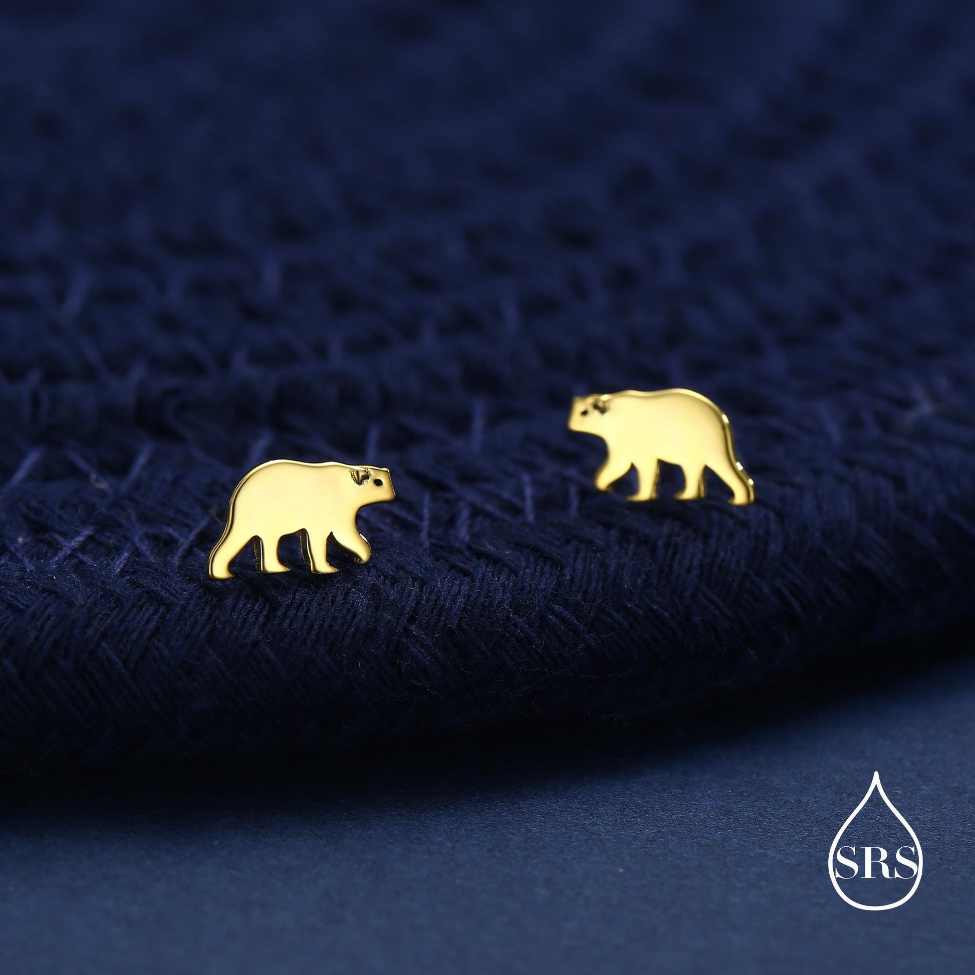 Brown Bear Stud Earrings in Sterling Silver, Silver or Gold, Nature Inspired, Fun and Quirky Earrings