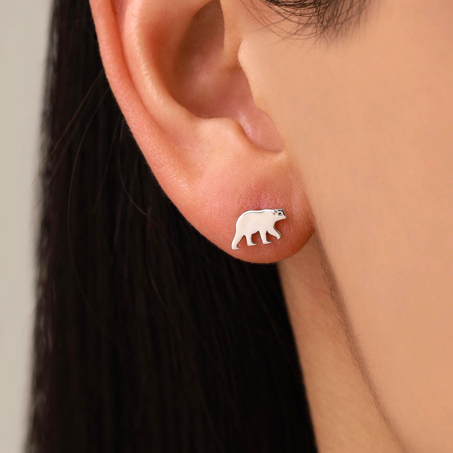 Brown Bear Stud Earrings in Sterling Silver, Silver or Gold, Nature Inspired, Fun and Quirky Earrings