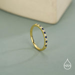 Sapphire Blue & Clear CZ Half Eternity Ring