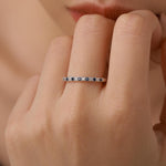 Sapphire Blue & Clear CZ Half Eternity Ring