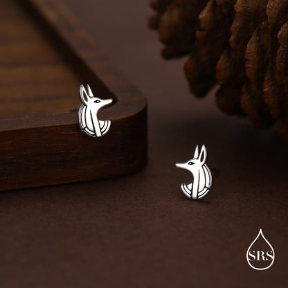 Sterling Silver Anubis Jackal Stud Earrings