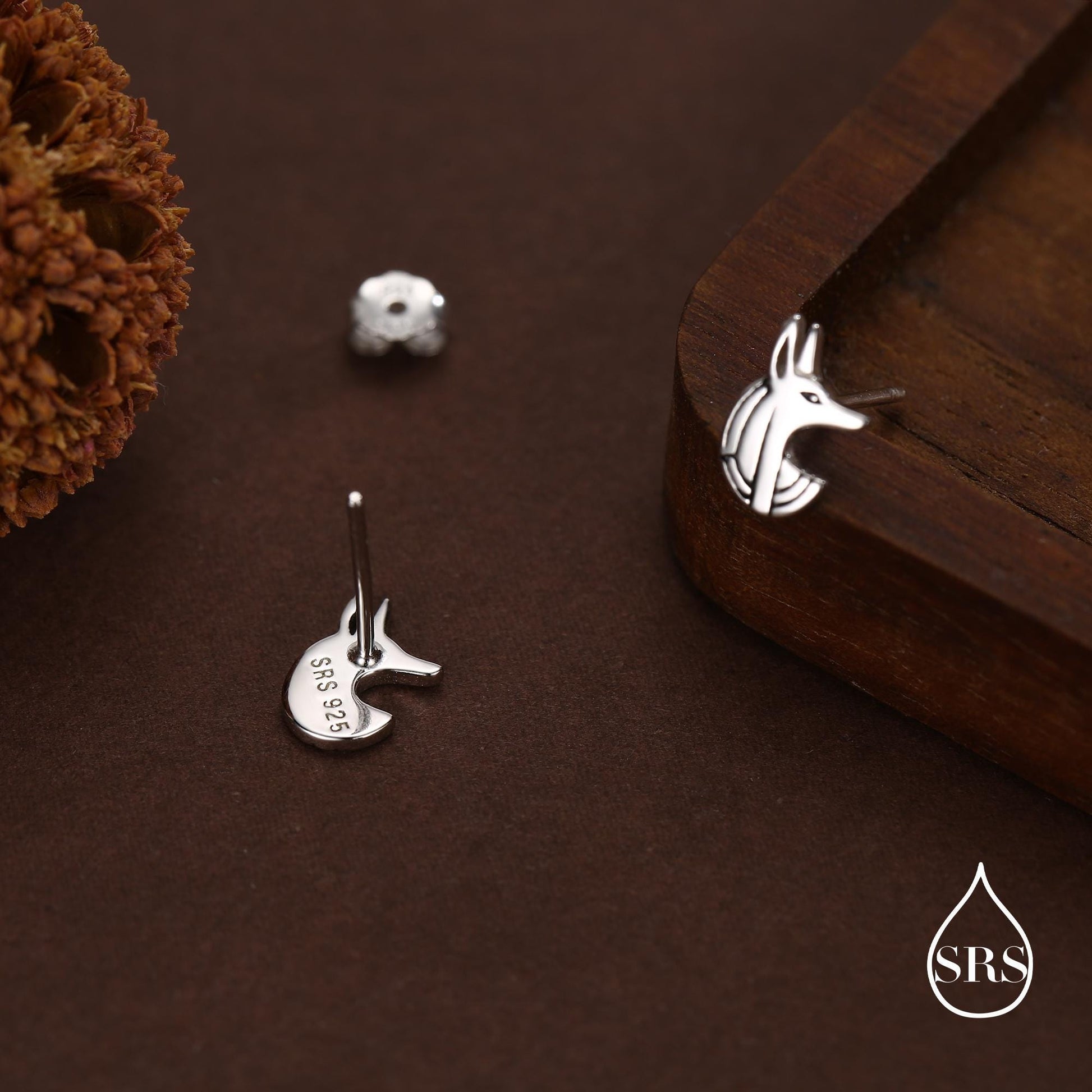 Sterling Silver Anubis Jackal Stud Earrings