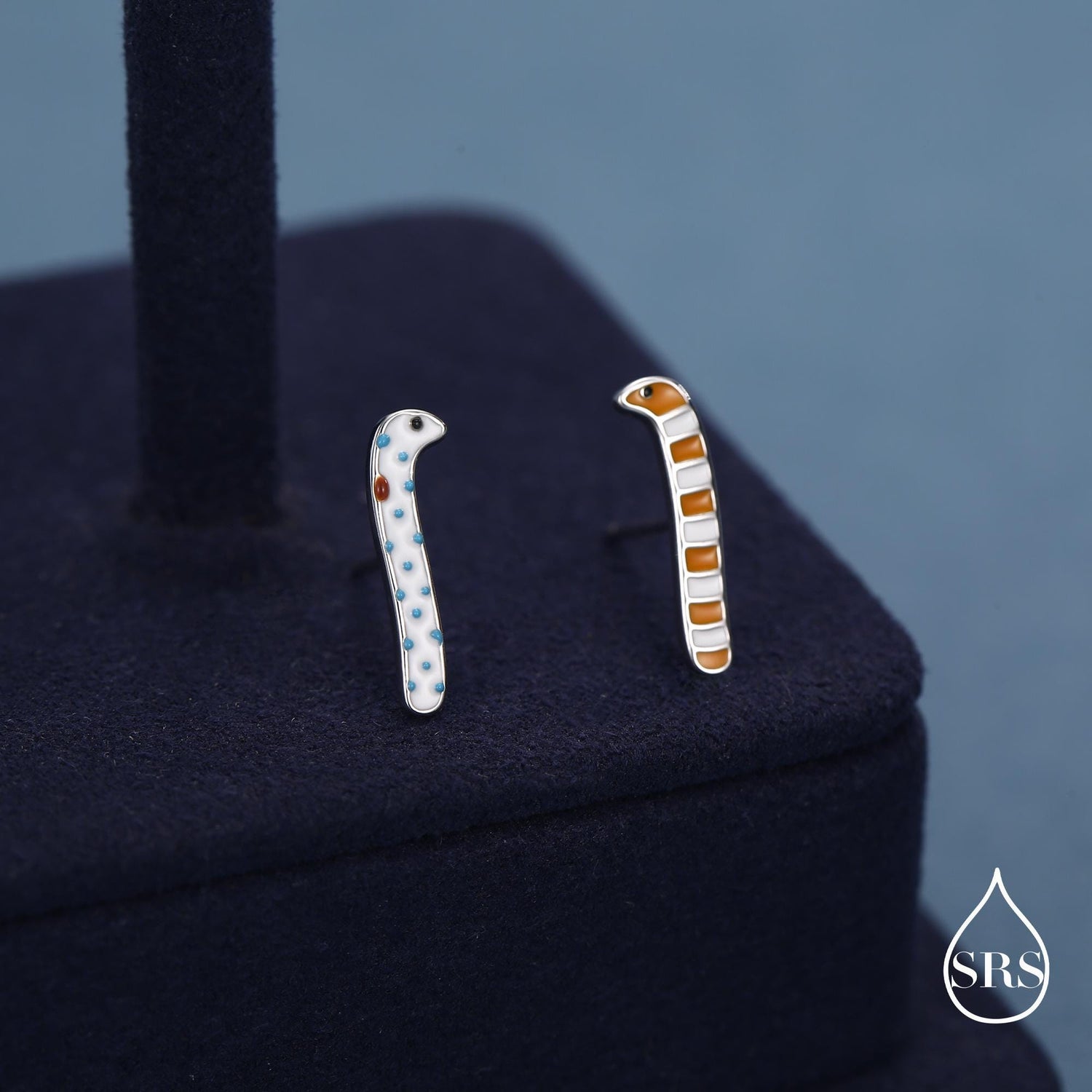 Sterling Silver Mismatched Garden Eel Enamel Stud Earrings