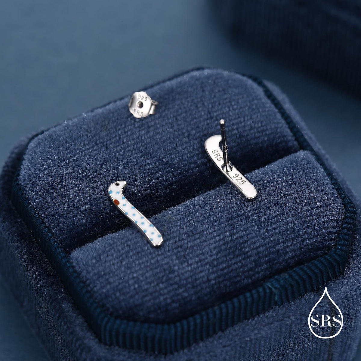 Sterling Silver Mismatched Garden Eel Enamel Stud Earrings