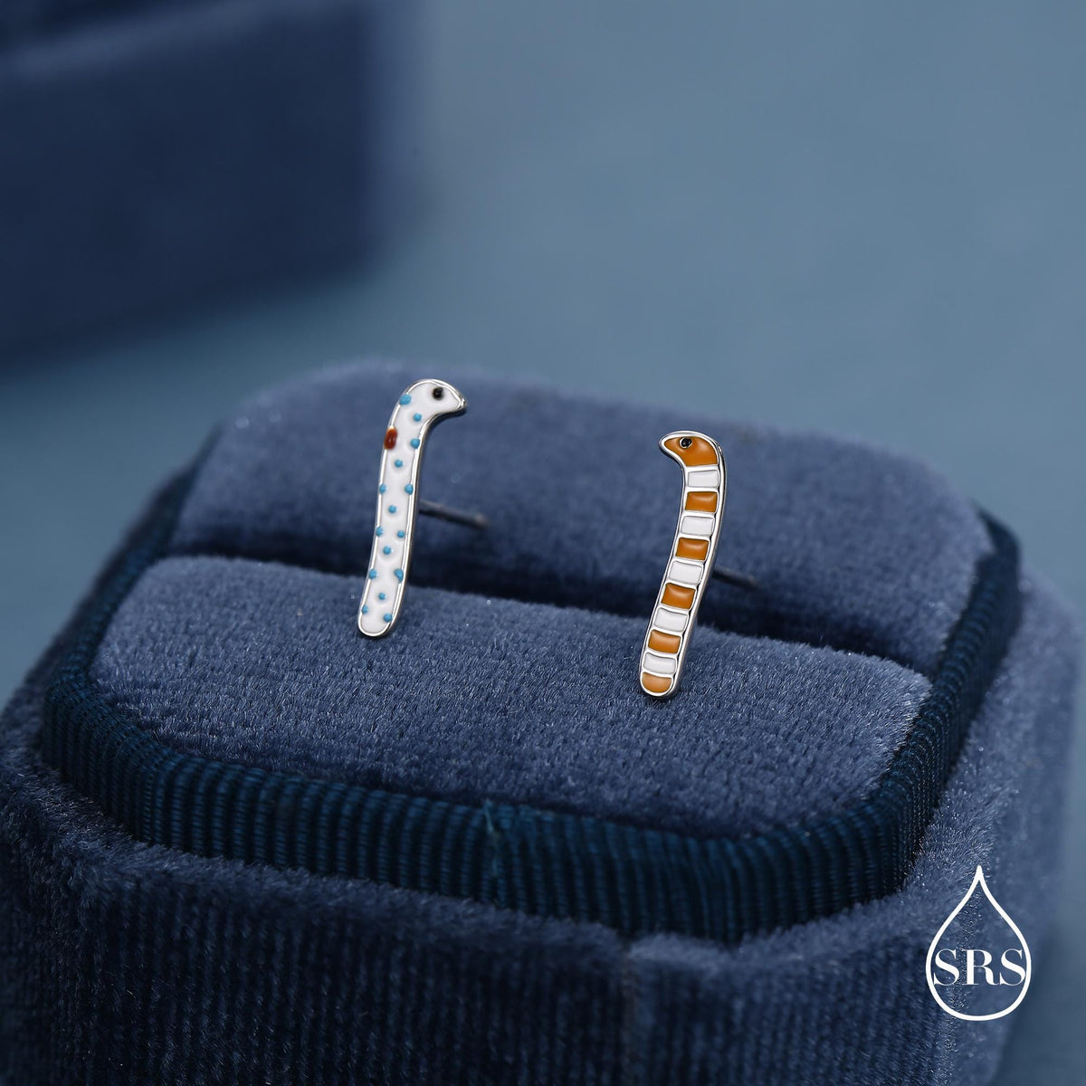 Sterling Silver Mismatched Garden Eel Enamel Stud Earrings