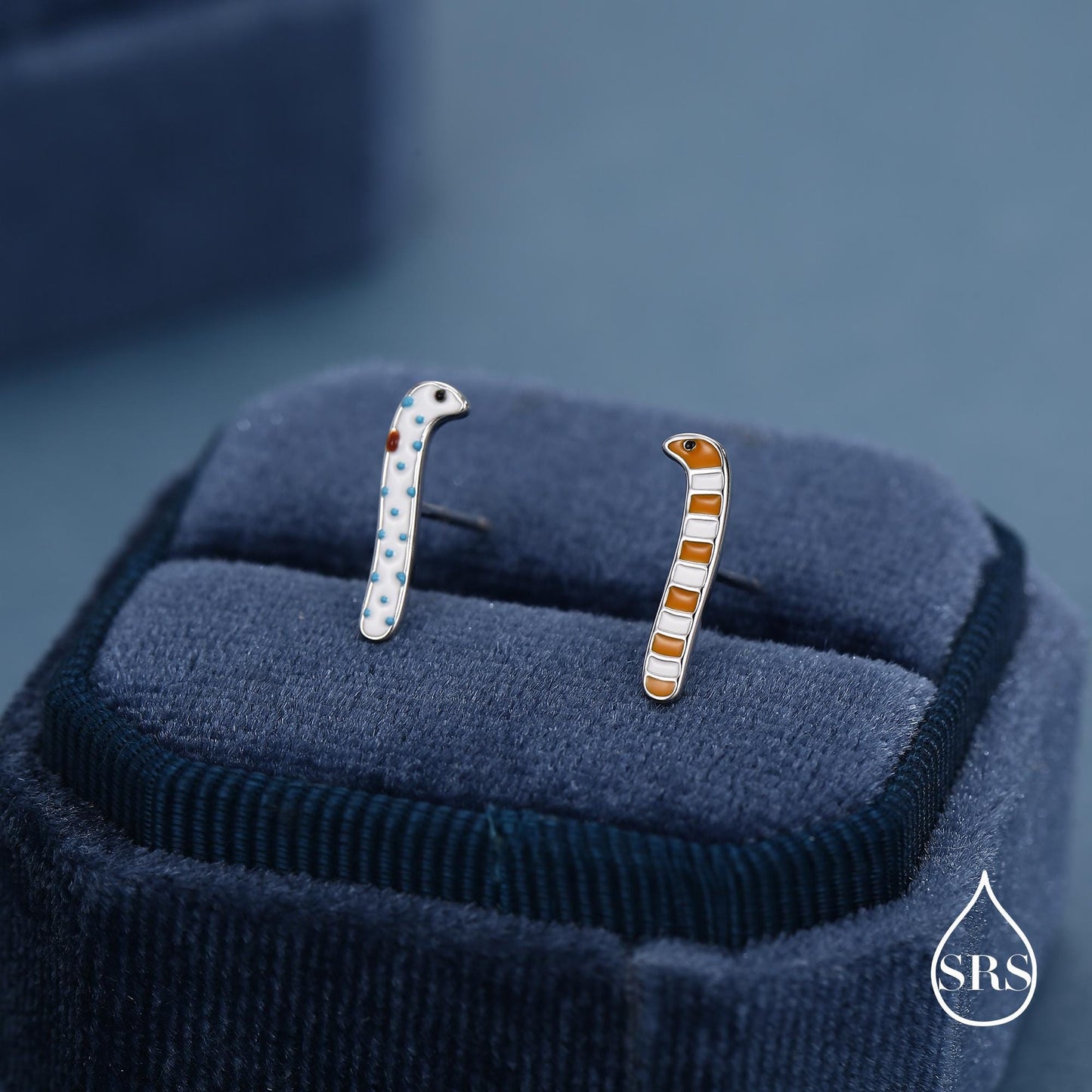 Sterling Silver Mismatched Garden Eel Enamel Stud Earrings