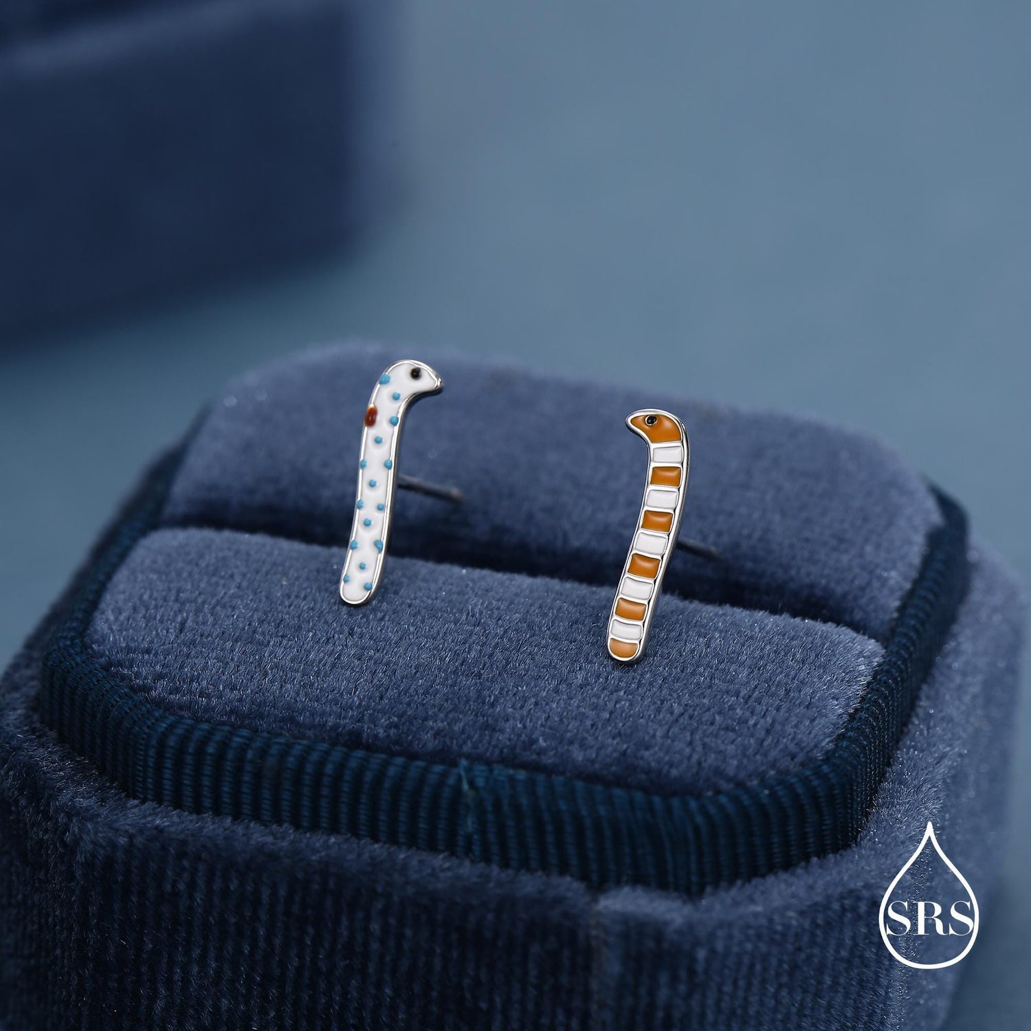 Sterling Silver Mismatched Garden Eel Enamel Stud Earrings