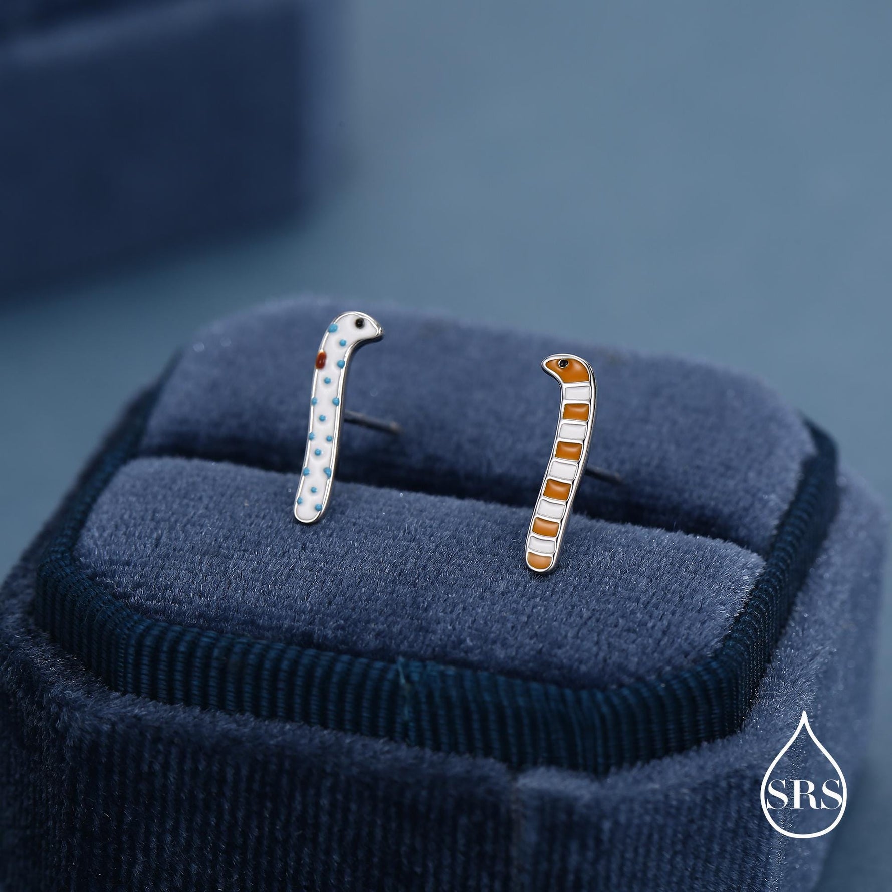 Sterling Silver Mismatched Garden Eel Enamel Stud Earrings