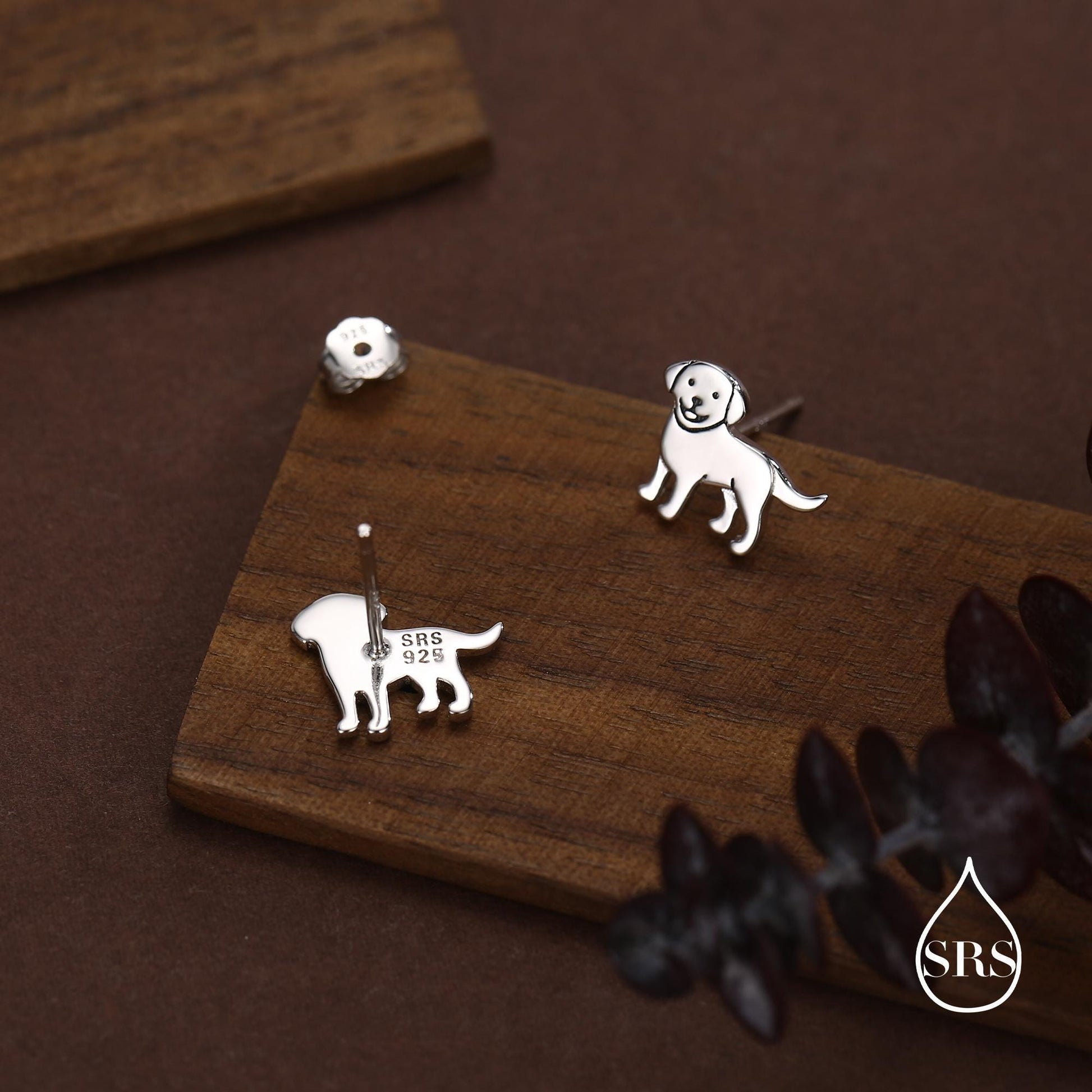 Sterling Silver Labrador Puppy Stud Earrings