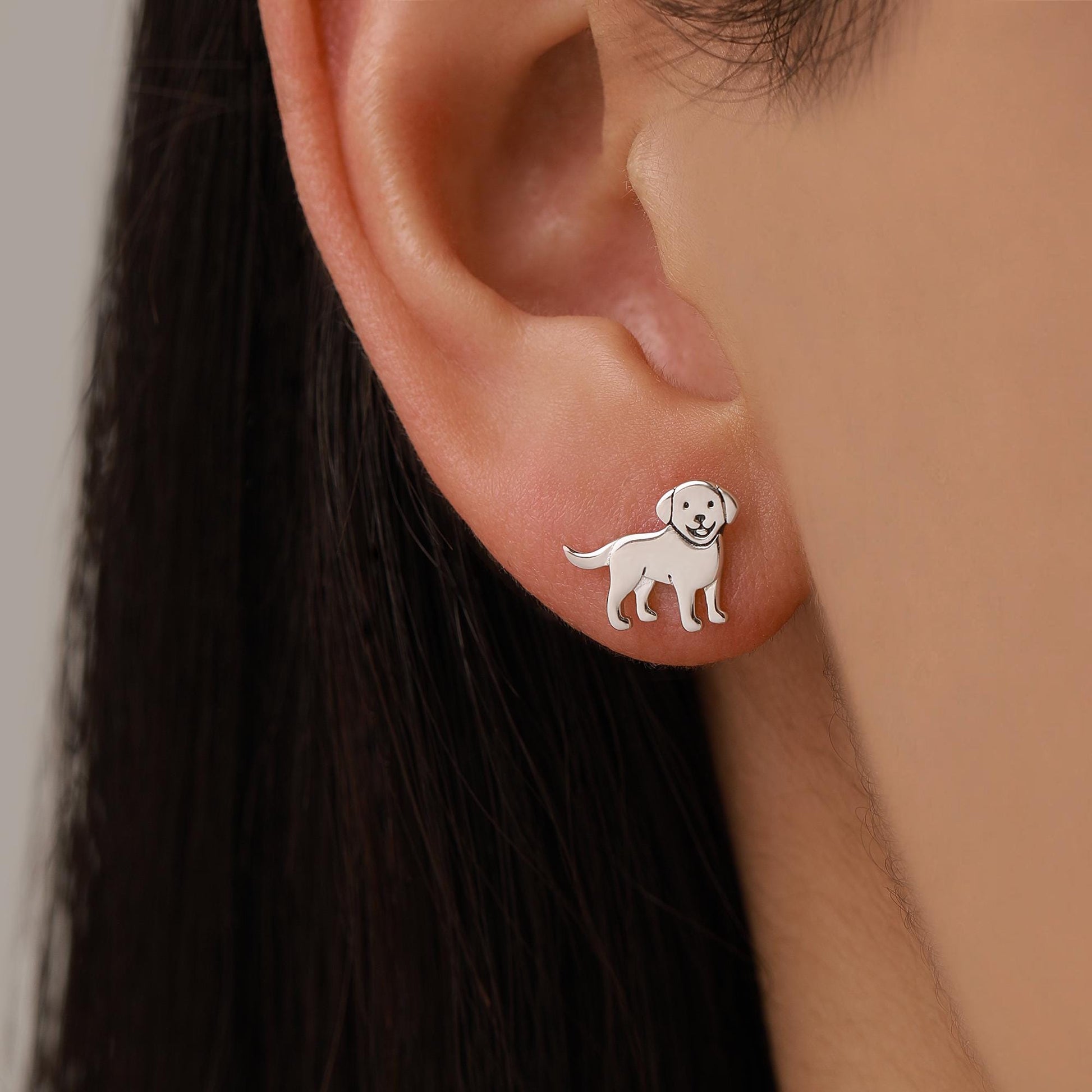 Sterling Silver Labrador Puppy Stud Earrings