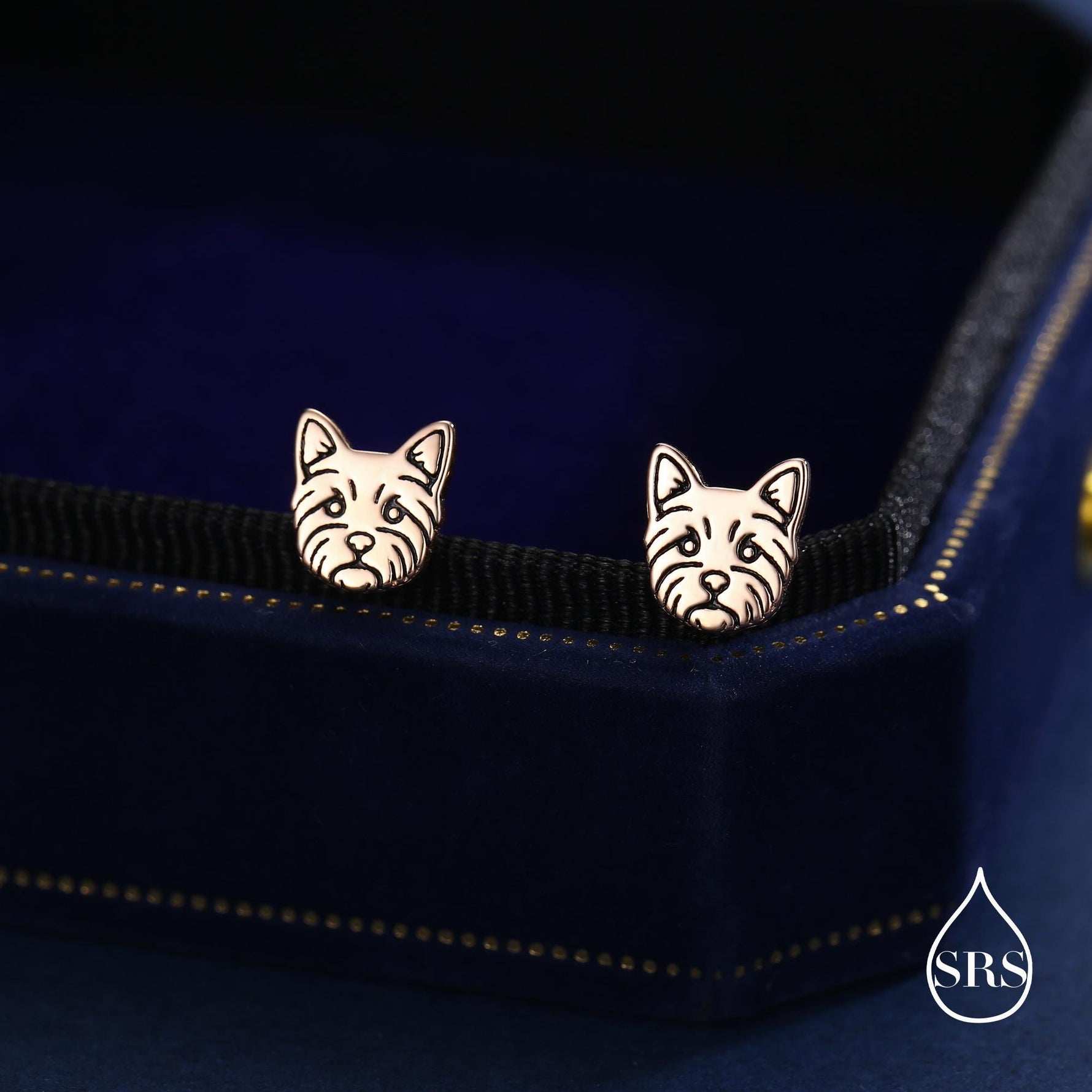 Sterling Silver Yorkshire Terrier Stud Earrings