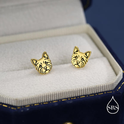 Sterling Silver Yorkshire Terrier Stud Earrings