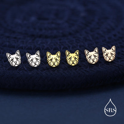 Sterling Silver Yorkshire Terrier Stud Earrings