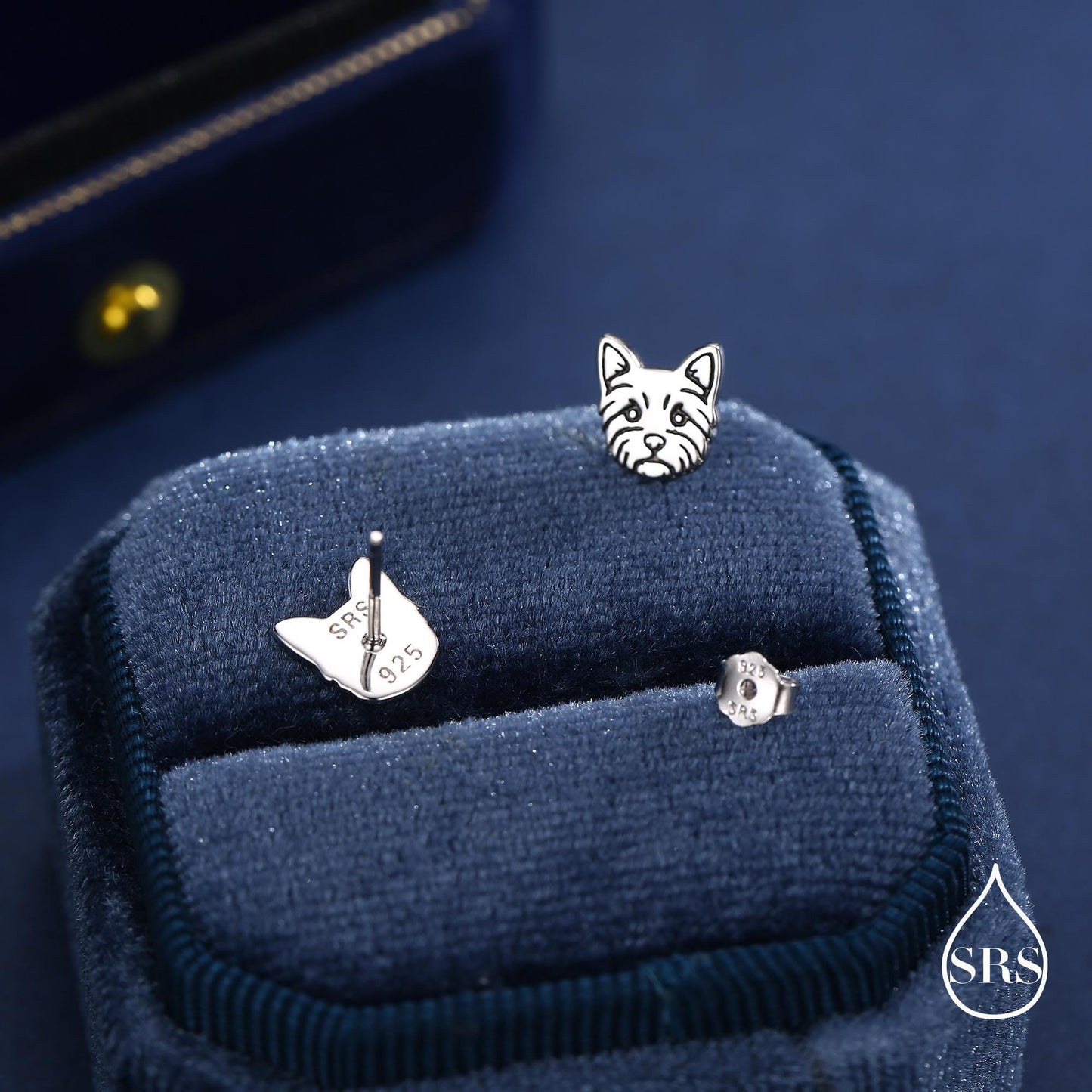 Sterling Silver Yorkshire Terrier Stud Earrings