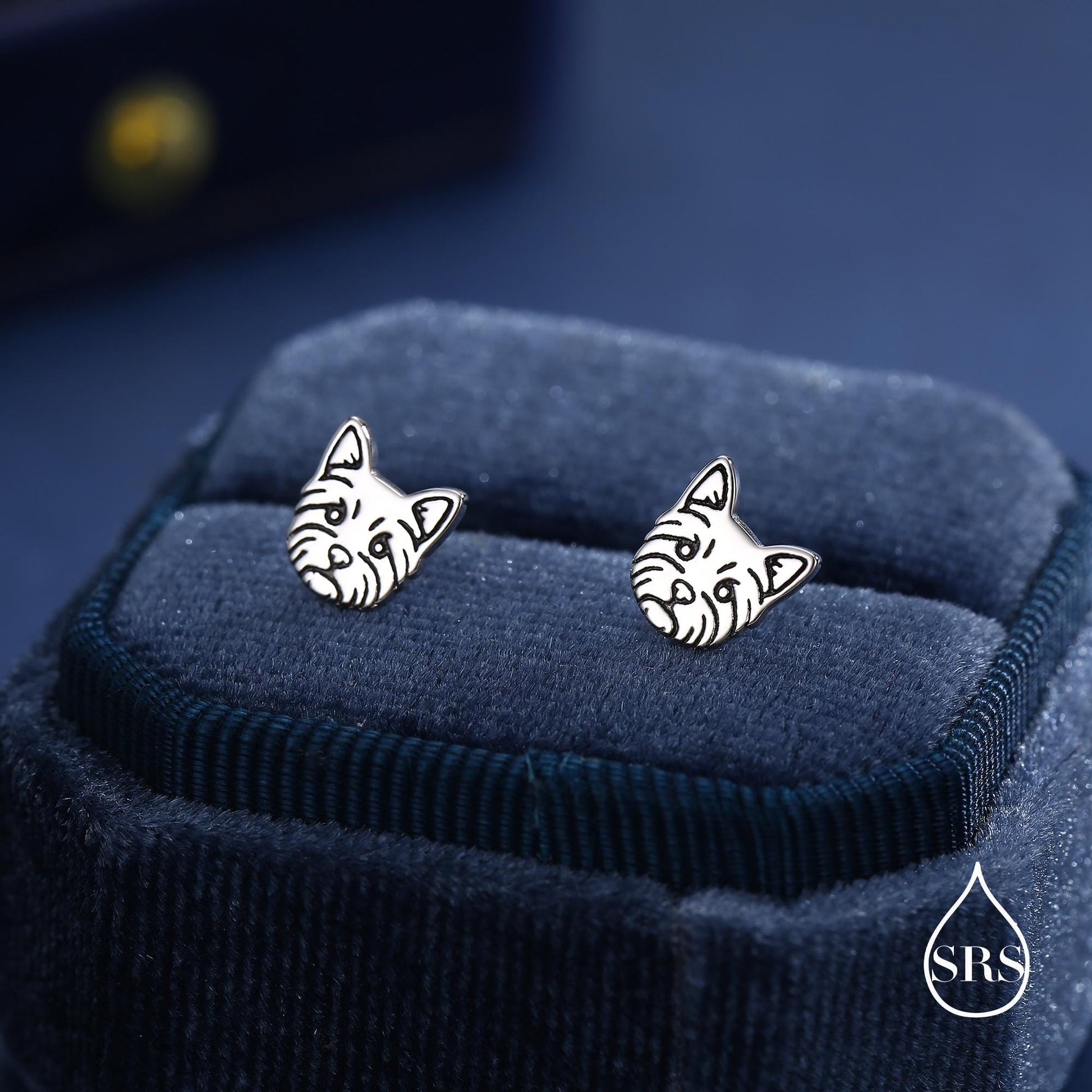 Sterling Silver Yorkshire Terrier Stud Earrings
