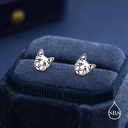 Sterling Silver Yorkshire Terrier Stud Earrings