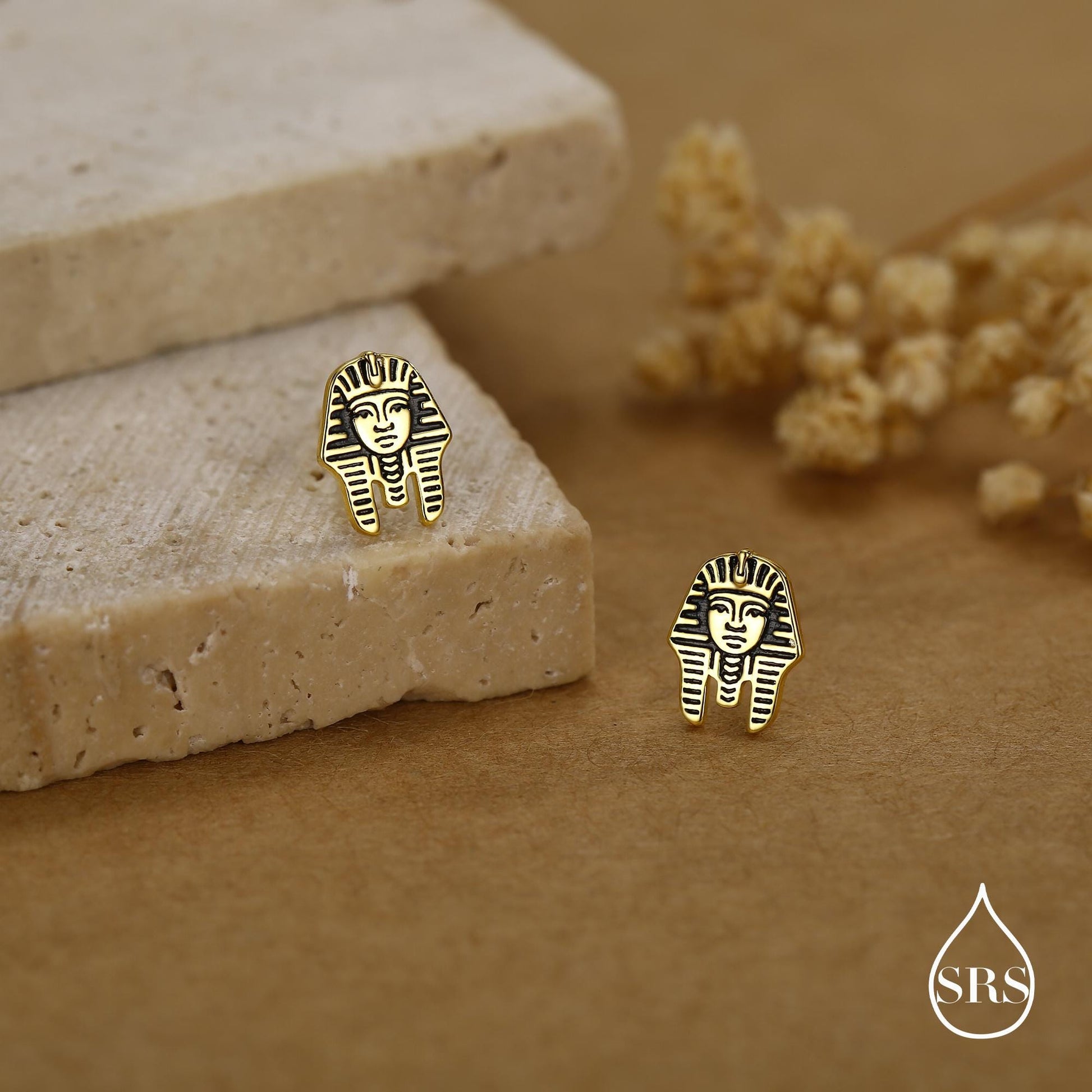 Sterling Silver Egyptian Pharaoh Stud Earrings