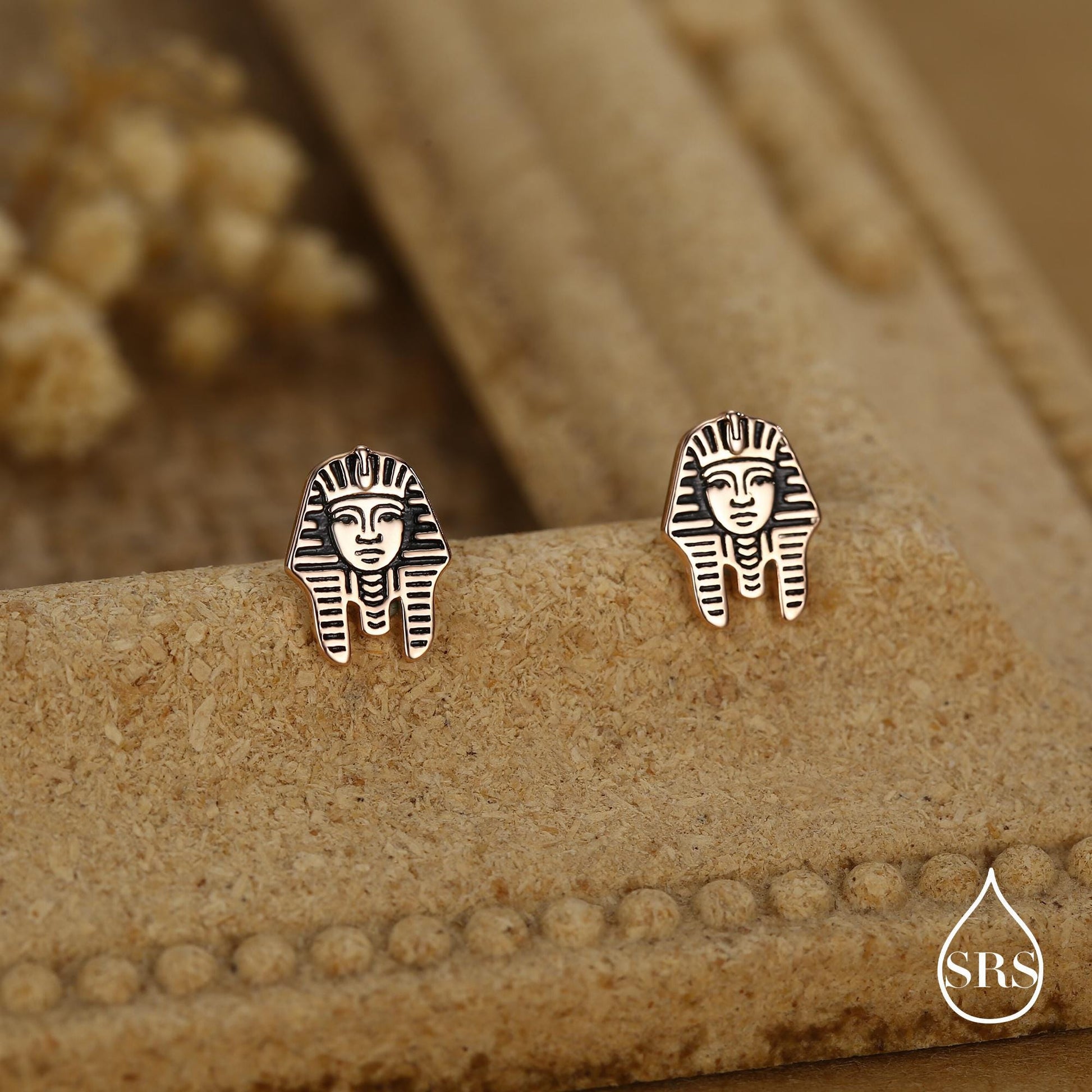 Sterling Silver Egyptian Pharaoh Stud Earrings
