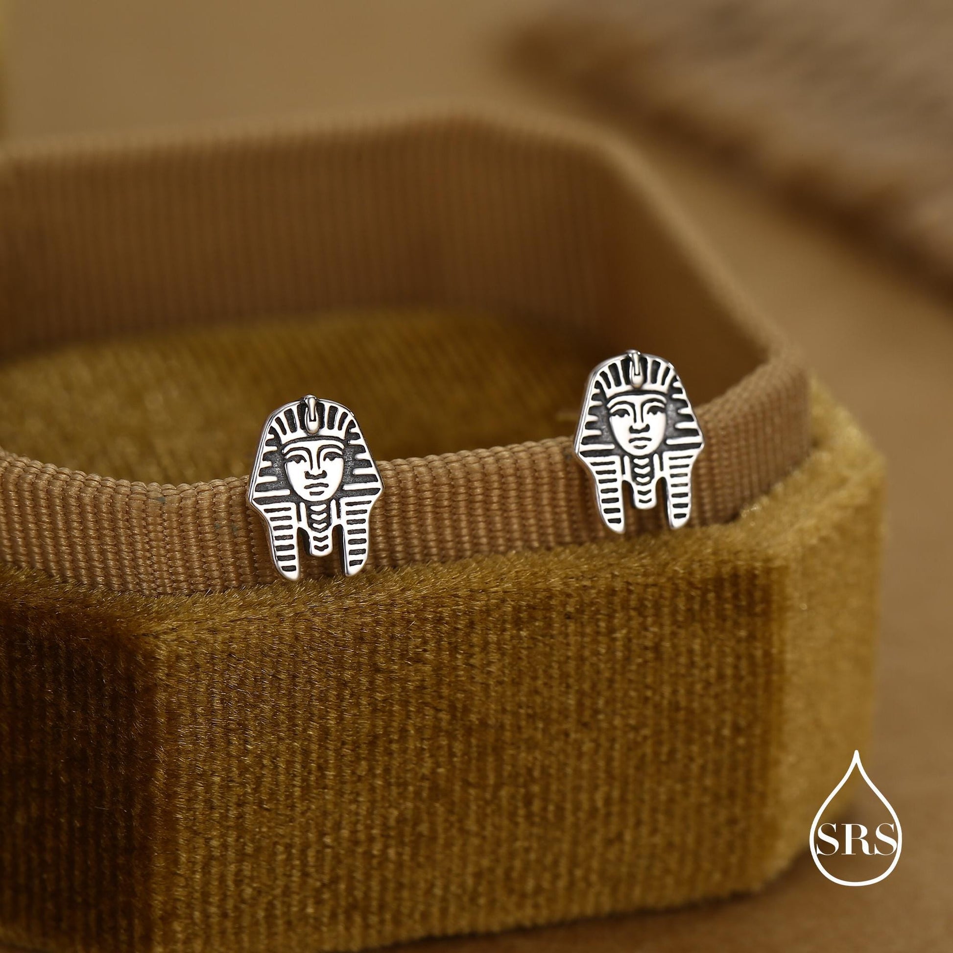 Sterling Silver Egyptian Pharaoh Stud Earrings