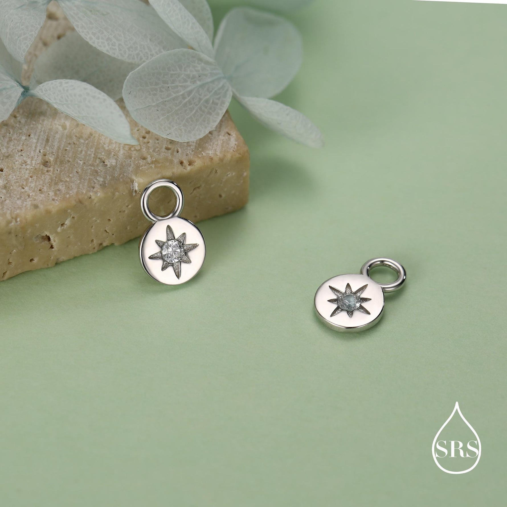 Starburst Disk Charms for Huggie Hoops in Sterling Silver