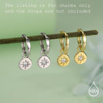 Starburst Disk Charms for Huggie Hoops in Sterling Silver