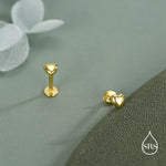 Sterling Silver 4mm Heart 16G Flat Back Stud Earrings