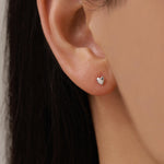 Sterling Silver 3mm Heart 16G Flat Back Stud Earrings