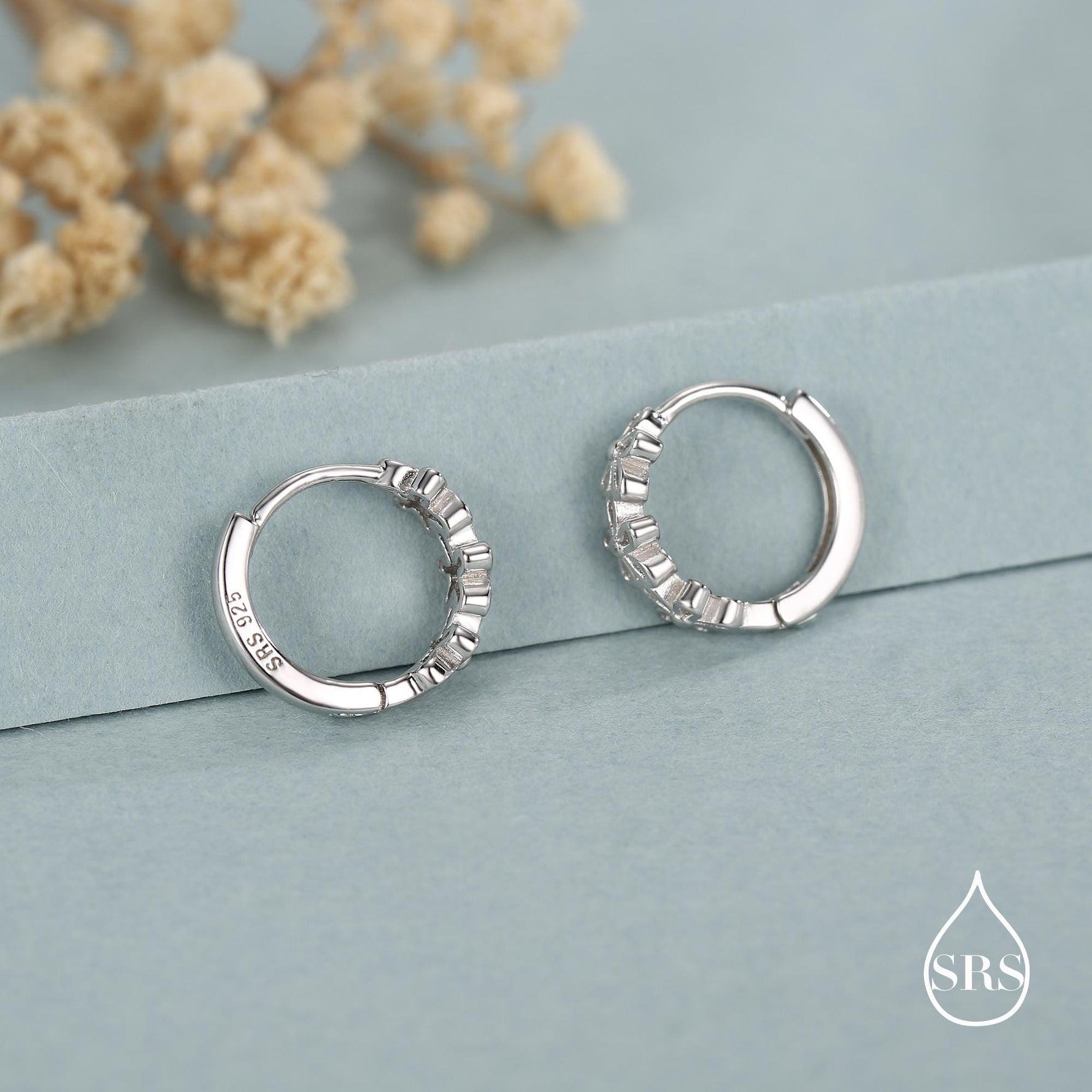 Sterling Silver Daisy Chain Huggie Hoop Earrings
