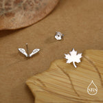 Mismatched Maple Seed & Maple Leaf Stud Earrings In Sterling Silver – Nature Inspired Asymmetric Sycamore Earrings, Botanical Jewellery