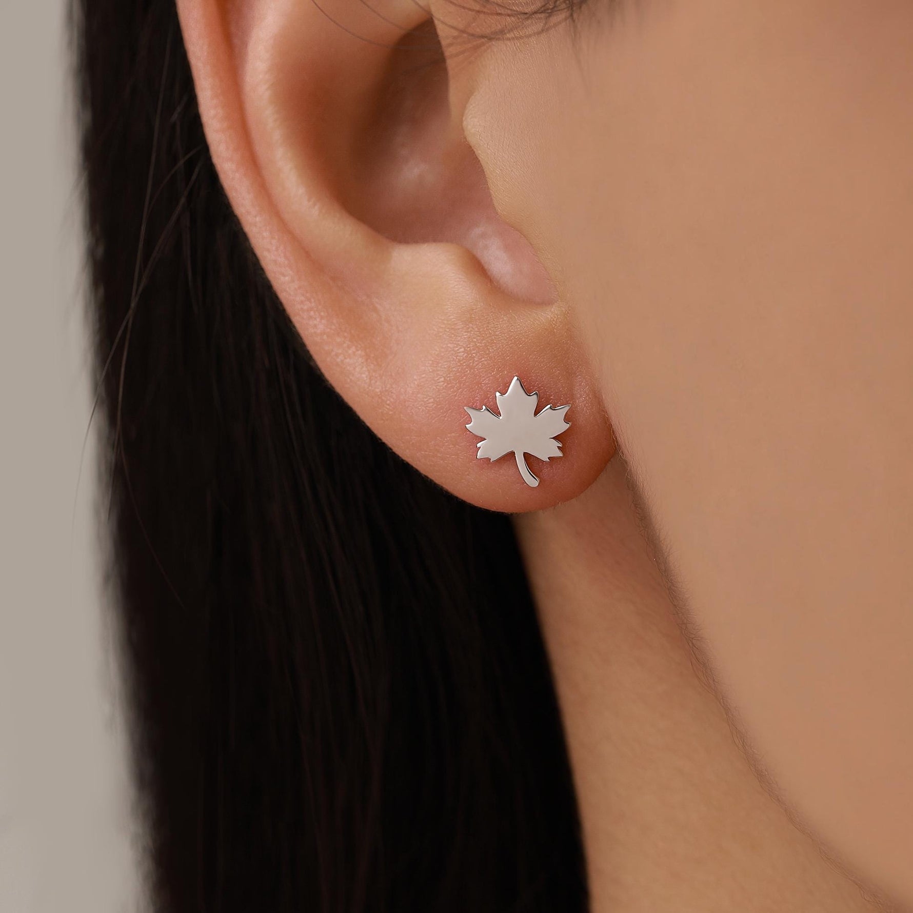 Mismatched Maple Seed & Maple Leaf Stud Earrings In Sterling Silver – Nature Inspired Asymmetric Sycamore Earrings, Botanical Jewellery
