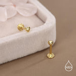 Sterling Silver 3mm Heart 16G Flat Back Stud Earrings