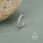 Sterling Silver CZ Crystal Ear Cuff, Fine Pave Ear Cuff, Silver, Gold and Rose Gold, None-Pieced Earrings, Wrap Earrings,
