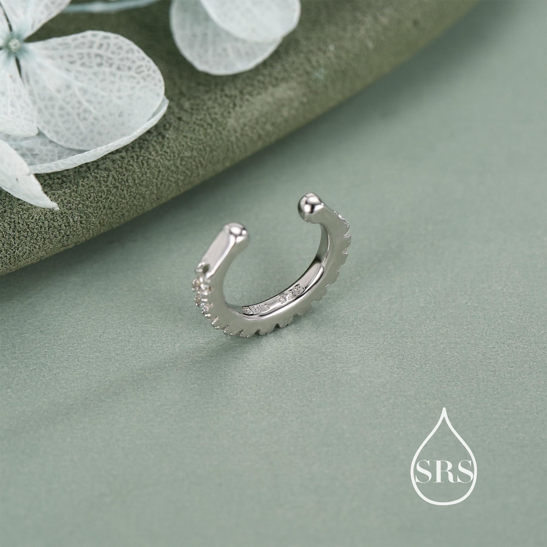 Sterling Silver CZ Crystal Ear Cuff, Fine Pave Ear Cuff, Silver, Gold and Rose Gold, None-Pieced Earrings, Wrap Earrings,