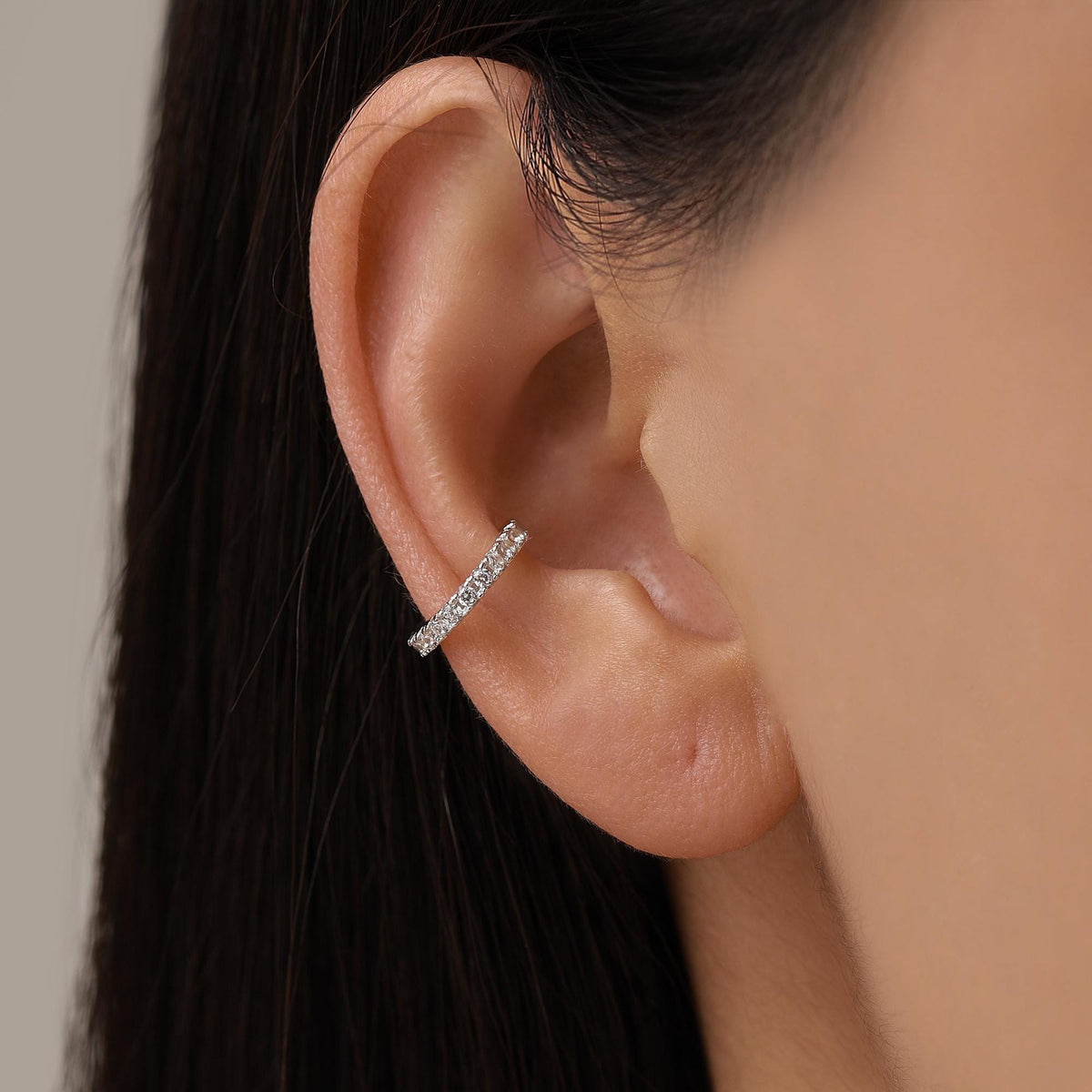 Sterling Silver CZ Crystal Ear Cuff, Fine Pave Ear Cuff, Silver, Gold and Rose Gold, None-Pieced Earrings, Wrap Earrings,