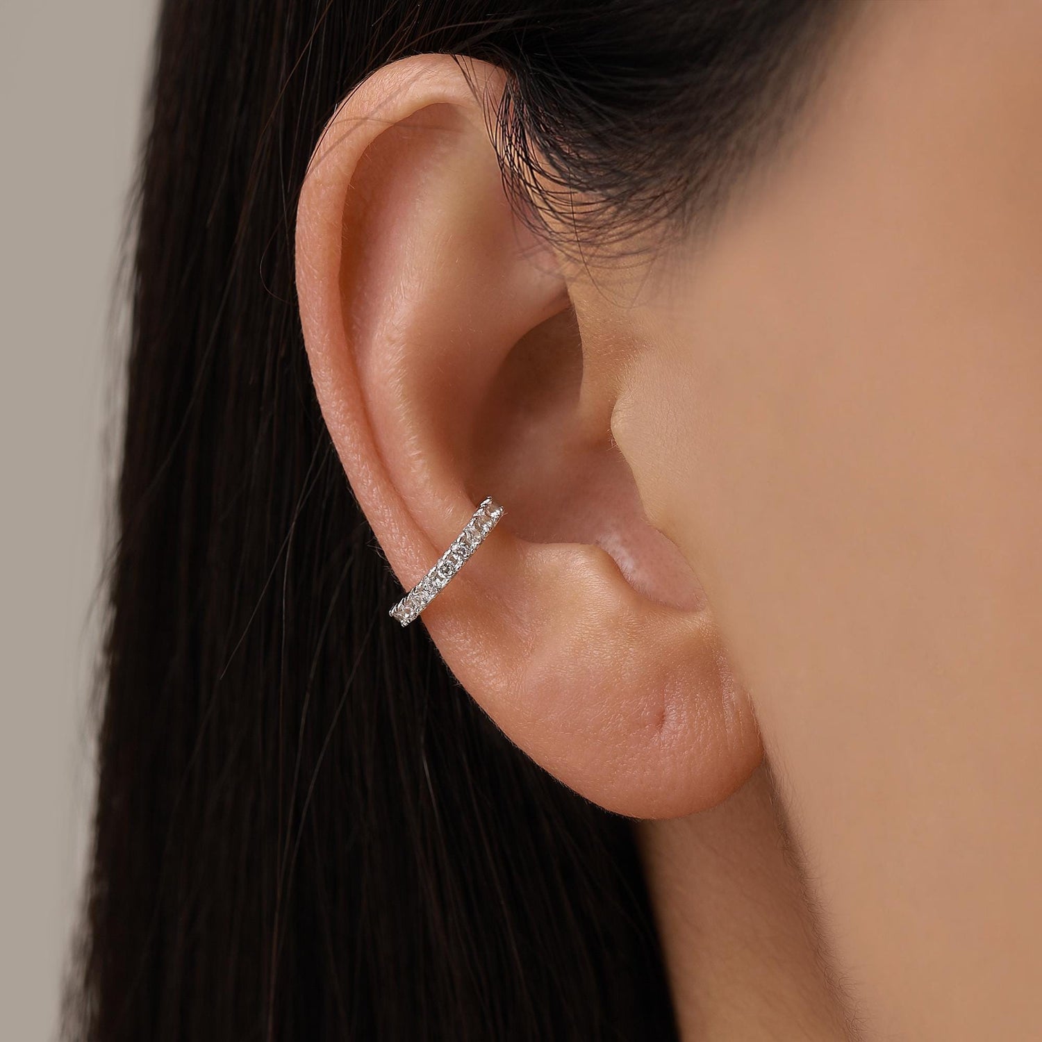 Sterling Silver CZ Crystal Ear Cuff, Fine Pave Ear Cuff, Silver, Gold and Rose Gold, None-Pieced Earrings, Wrap Earrings,
