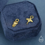 Mismatched Jelly Fish and Manta Ray Charms for Hoop Earrings in Sterling Silver