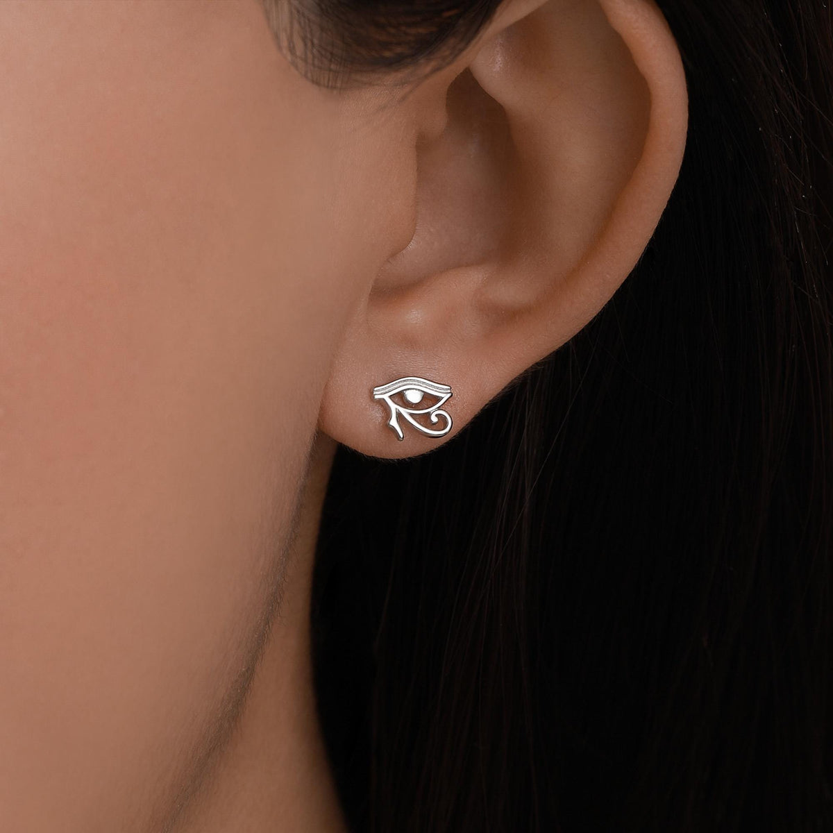 Eye of Horus Stud Earrings in Sterling Silver, Silver or Gold, Ancient Egypt Inspired Earrings, Egyptian Eye Earrings, Silver Eye Earrings