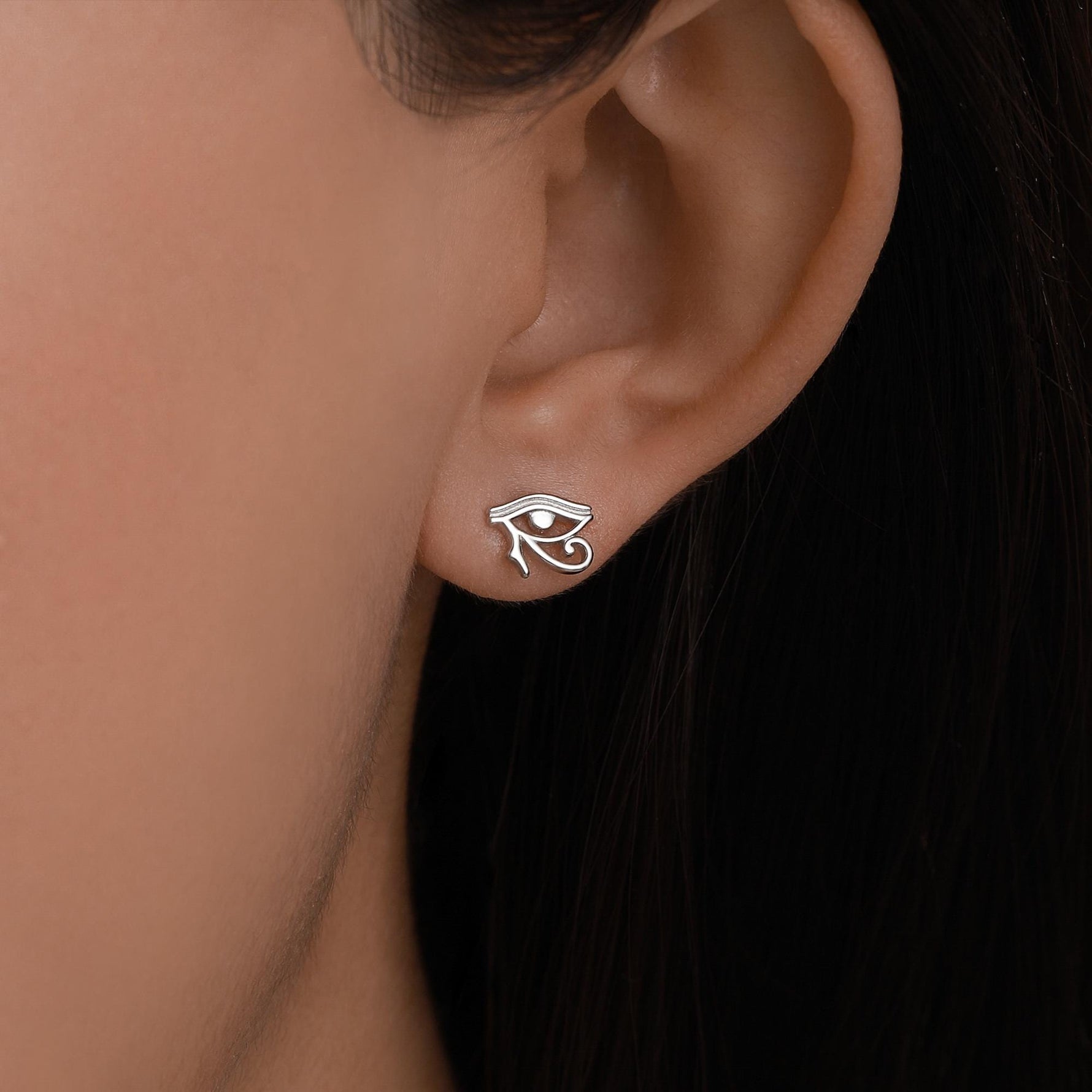 Eye of Horus Stud Earrings in Sterling Silver, Silver or Gold, Ancient Egypt Inspired Earrings, Egyptian Eye Earrings, Silver Eye Earrings