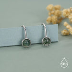 Sterling Silver Moss Agate Cabochon Drop Earrings