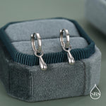Sterling Silver Droplet Hoop Earrings, Silver, Gold or Rose Gold, Water Drop Earrings, Interchangeable Charms, Detachable
