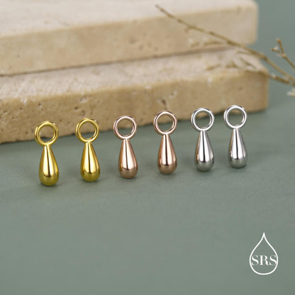 Sterling Silver Tiny Droplet Charms for Hoop Earrings