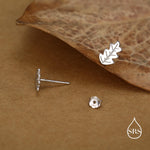 Oak Leaf Stud Earrings in Sterling Silver, Petite Acorn Leaf Earrings, Small Leaf Stud, Nature Inspired