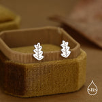 Oak Leaf Stud Earrings in Sterling Silver, Petite Acorn Leaf Earrings, Small Leaf Stud, Nature Inspired